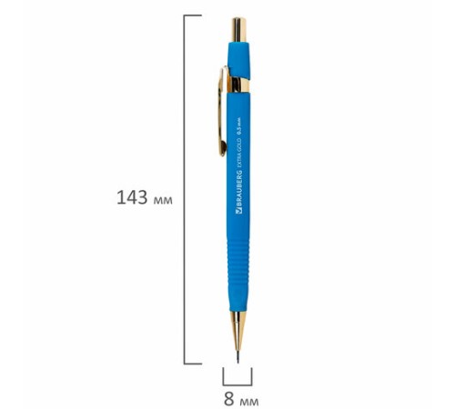 Карандаш механический 0,5 мм + грифели HB 12 штук на блистере, BRAUBERG EXTRA GOLD, корпус SOFT TOUCH, ластик, 181964 Карандаш механический 0,5 мм + грифели HB 12 штук на блистере, BRAUBERG EXTRA GOLD, корпус SOFT TOUCH, ластик, 181964