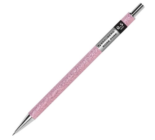 Карандаш механический 0,5 мм + грифели HB 12 штук на блистере, BRAUBERG "ROSE PINK", 181971