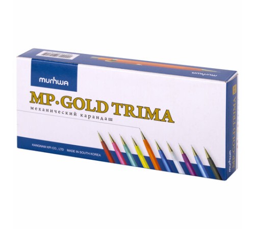 Карандаш механический 0,5 мм, MUNHWA "MP Gold Trima", ластик, корпус ассорти, BMPG05