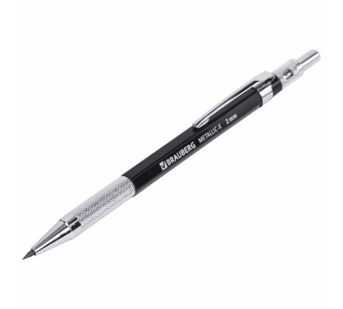 Карандаш механический цанговый 2 мм, HB, BRAUBERG "METALLIC X-20", металлические детали, 181976 Карандаш механический цанговый 2 мм, HB, BRAUBERG "METALLIC X-20", металлические детали, 181976