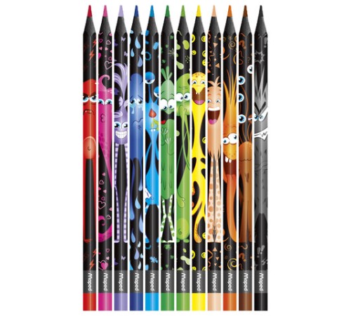 Карандаши цветные MAPED "COLOR PEP'S Black Monster", 12 цветов, трехгранные, 862612 Карандаши цветные MAPED "COLOR PEP'S Black Monster", 12 цветов, трехгранные, 862612