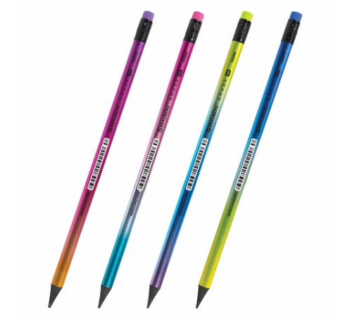 Карандаш чернографитный с ластиком BRAUBERG "GRADE Metallic", 1 шт., HB, трехгранный, 182000 Карандаш чернографитный с ластиком BRAUBERG "GRADE Metallic", 1 шт., HB, трехгранный, 182000