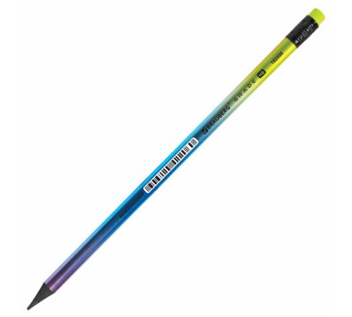 Карандаш чернографитный с ластиком BRAUBERG "GRADE Metallic", 1 шт., HB, трехгранный, 182000 Карандаш чернографитный с ластиком BRAUBERG "GRADE Metallic", 1 шт., HB, трехгранный, 182000