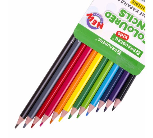 Карандаши цветные BRAUBERG KIDS NEW, 12 цветов, трехгранные, грифель 3 мм, 182001 Карандаши цветные BRAUBERG KIDS NEW, 12 цветов, трехгранные, грифель 3 мм, 182001