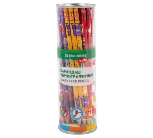 Карандаш чернографитный с принтом BRAUBERG KIDS "FOOD", 1 шт., HB, с ластиком, корпус ассорти, 182018 Карандаш чернографитный с принтом BRAUBERG KIDS "FOOD", 1 шт., HB, с ластиком, корпус ассорти, 182018