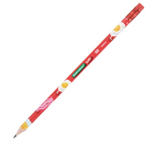 Карандаш чернографитный с принтом BRAUBERG KIDS "FOOD", 1 шт., HB, с ластиком, корпус ассорти, 182018 Карандаш чернографитный с принтом BRAUBERG KIDS "FOOD", 1 шт., HB, с ластиком, корпус ассорти, 182018