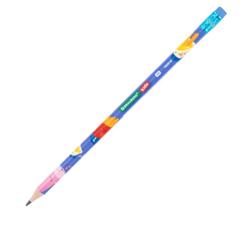 Карандаш чернографитный с принтом BRAUBERG KIDS "FOOD", 1 шт., HB, с ластиком, корпус ассорти, 182018 Карандаш чернографитный с принтом BRAUBERG KIDS "FOOD", 1 шт., HB, с ластиком, корпус ассорти, 182018
