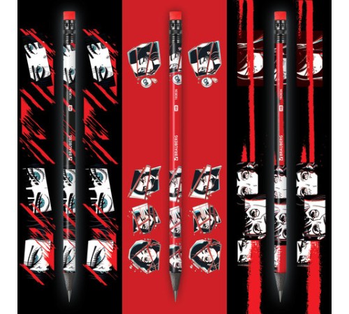 Карандаш чернографитный с принтом BRAUBERG "RED ANIME", 1 шт., HB, с ластиком, корпус ассорти, 182026 Карандаш чернографитный с принтом BRAUBERG "RED ANIME", 1 шт., HB, с ластиком, корпус ассорти, 182026