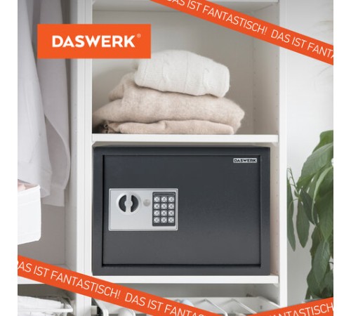 Сейф мебельный DASWERK (ДАСВЕРК) SC-300EL (300х380х300 мм), электронный замок, графит, 291346