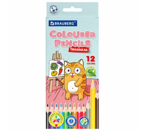 Карандаши цветные "АССОРТИ 8 ДИЗАЙНОВ 3-10 лет", 12 цветов, трехгранные, BRAUBERG, 182055 Карандаши цветные "АССОРТИ 8 ДИЗАЙНОВ 3-10 лет", 12 цветов, трехгранные, BRAUBERG, 182055
