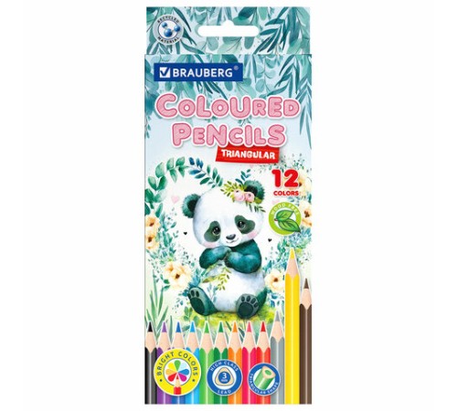 Карандаши цветные "АССОРТИ 8 ДИЗАЙНОВ 3-10 лет", 12 цветов, трехгранные, BRAUBERG, 182055 Карандаши цветные "АССОРТИ 8 ДИЗАЙНОВ 3-10 лет", 12 цветов, трехгранные, BRAUBERG, 182055