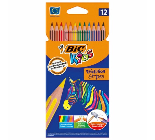 Карандаши цветные BIC "Evolution Stripes", 12 цветов, шестигранные, грифель 9505221 Карандаши цветные BIC "Evolution Stripes", 12 цветов, шестигранные, грифель 9505221