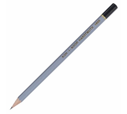 Карандаш чернографитный KOH-I-NOOR 1860, 1 шт., 2B, корпус серый, 186002B00104 Карандаш чернографитный KOH-I-NOOR 1860, 1 шт., 2B, корпус серый, 186002B00104