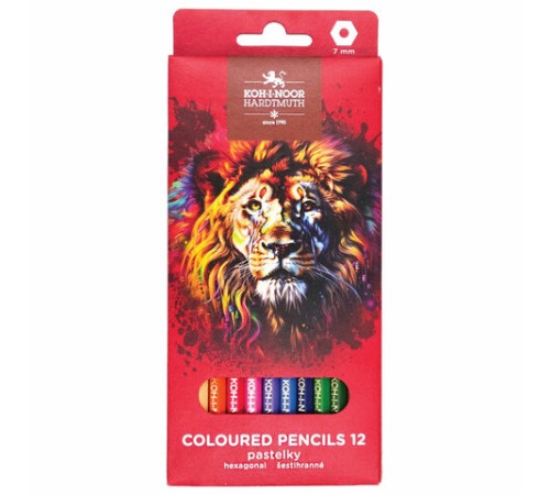Карандаши цветные KOH-I-NOOR "RED LION" 12 цветов, шестигранные, 2,8 мм, натуральное дерево, 3552/12, 3552012063KS Карандаши цветные KOH-I-NOOR "RED LION" 12 цветов, шестигранные, 2,8 мм, натуральное дерево, 3552/12, 3552012063KS