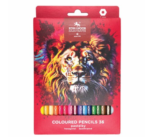 Карандаши цветные KOH-I-NOOR "RED LION" 36 цветов, шестигранные, 2,8 мм, натуральное дерево, 3555/36, 3555036063KS Карандаши цветные KOH-I-NOOR "RED LION" 36 цветов, шестигранные, 2,8 мм, натуральное дерево, 3555/36, 3555036063KS