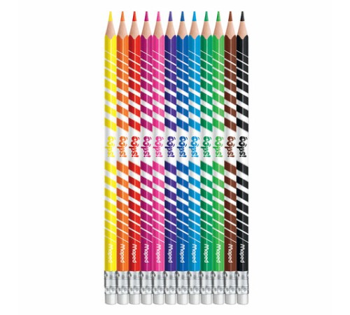 Карандаши цветные стираемые с ластиком MAPED (Франция) "Color'Peps Oops", 12 цветов, трехгранные, 832812