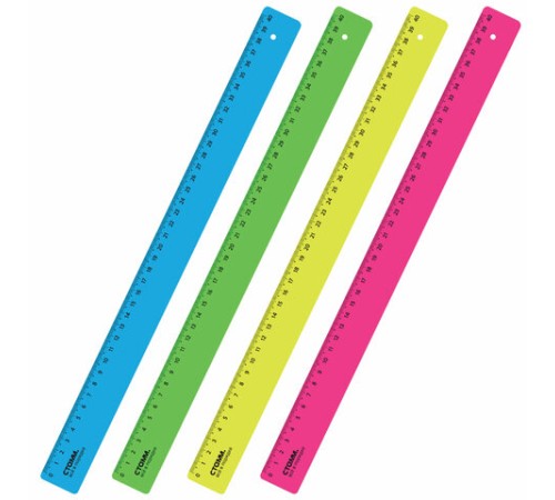 Линейка пластиковая 40 см, "Neon", неоновая, ассорти, ЛН-31437