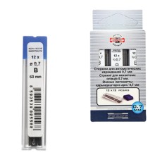 Грифели запасные 0,7 мм, B, KOH-I-NOOR, КОМПЛЕКТ 12 шт., 416200B007PKRU