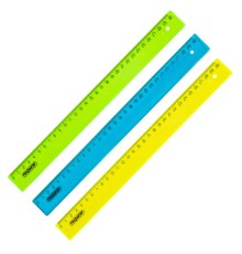 Линейка пластиковая 30 см, ПИФАГОР, прозрачная, неоновая, ассорти, 210609