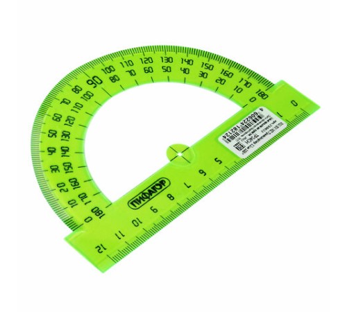 Транспортир 12 см, 180 градусов, ПИФАГОР, прозрачный, неоновый, ассорти, 210622 Транспортир 12 см, 180 градусов, ПИФАГОР, прозрачный, неоновый, ассорти, 210622
