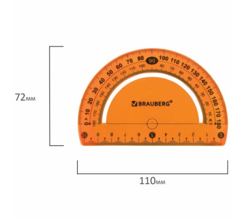 Транспортир 10 см гибкий BRAUBERG "FLEX", пластиковый, 180 градусов, ассорти, европодвес, 210676 Транспортир 10 см гибкий BRAUBERG "FLEX", пластиковый, 180 градусов, ассорти, европодвес, 210676