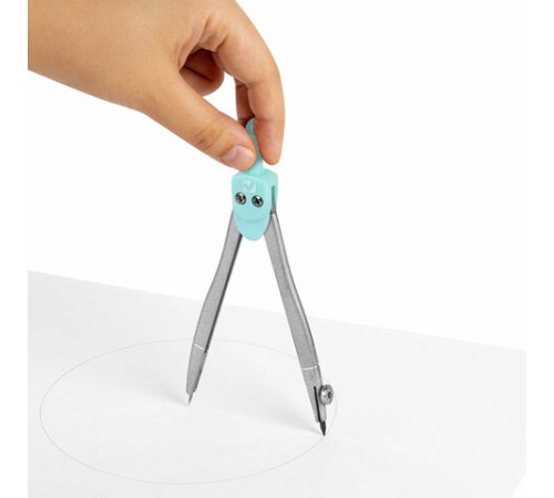 Готовальня BRAUBERG SCHOOL KIT, 11 предметов, циркуль 115 мм, циркуль 125 мм, чертежные принадлежности, мятный цвет, 210706