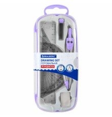 Готовальня BRAUBERG SCHOOL KIT, 9 предметов, циркуль 125 мм, чертежные принадлежности, лаванда, 210713