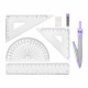 Готовальня BRAUBERG SCHOOL KIT, 9 предметов, циркуль 125 мм, чертежные принадлежности, лаванда, 210713