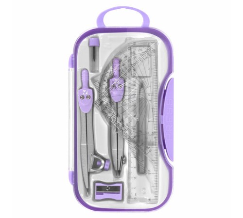 Готовальня BRAUBERG SCHOOL KIT, 11 предметов, циркуль 115 мм, циркуль 125 мм, чертежные принадлежности, лавандовый цвет, 210714 Готовальня BRAUBERG SCHOOL KIT, 11 предметов, циркуль 115 мм, циркуль 125 мм, чертежные принадлежности, лавандовый цвет, 210714