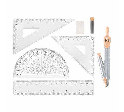 Готовальня BRAUBERG SCHOOL KIT, 9 предметов, циркуль 125 мм, чертежные принадлежности, персиковый цвет, 210715 Готовальня BRAUBERG SCHOOL KIT, 9 предметов, циркуль 125 мм, чертежные принадлежности, персиковый цвет, 210715