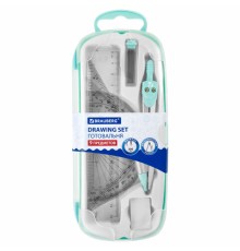 Готовальня BRAUBERG SCHOOL KIT, 9 предметов, циркуль 125 мм, чертежные принадлежности, мятный цвет, 210716