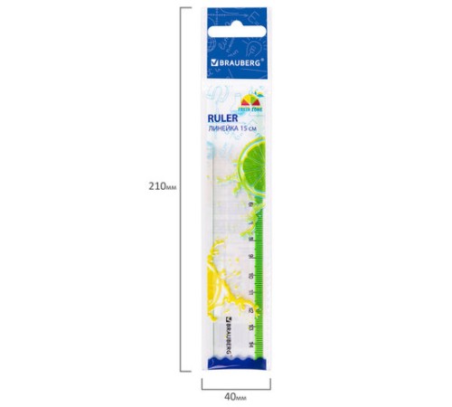 Линейка пластиковая 15 см BRAUBERG "FRESH ZONE", прозрачная, с салатовой шкалой, 210748 Линейка пластиковая 15 см BRAUBERG "FRESH ZONE", прозрачная, с салатовой шкалой, 210748