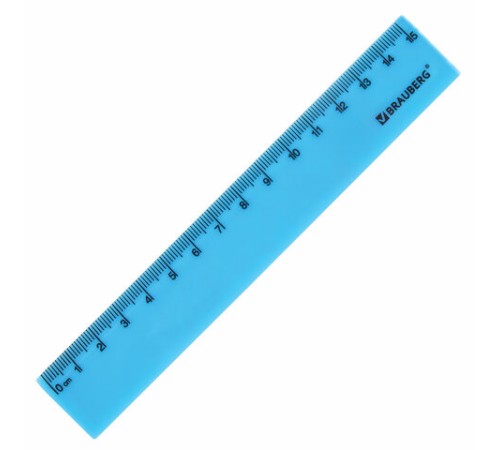 Линейка пластиковая 15 см, BRAUBERG "NEON", ассорти, пакет, 210750