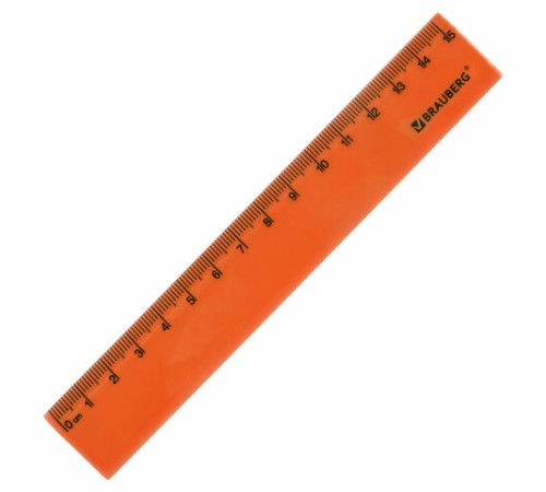 Линейка пластиковая 15 см, BRAUBERG "NEON", ассорти, пакет, 210750