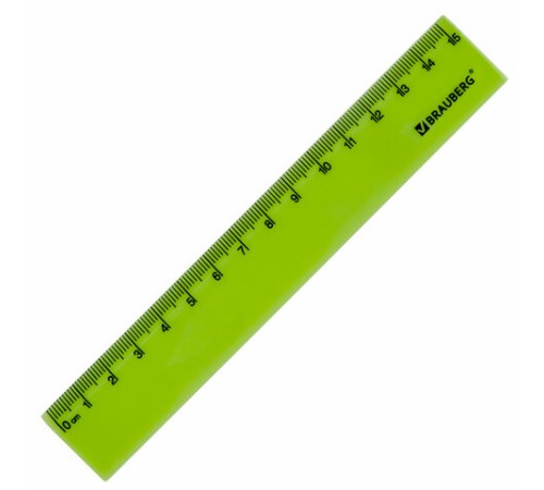 Линейка пластиковая 15 см, BRAUBERG "NEON", ассорти, пакет, 210750