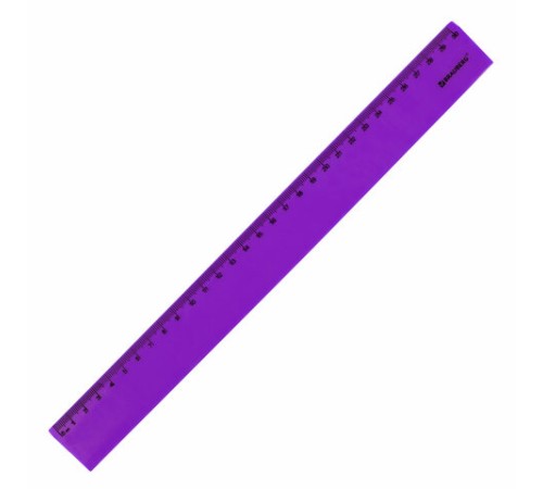 Линейка пластиковая 30 см BRAUBERG "NEON", ассорти, пакет, 210751