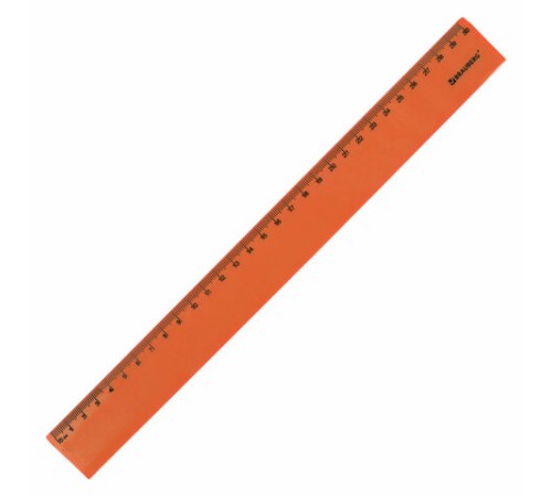 Линейка пластиковая 30 см BRAUBERG "NEON", ассорти, пакет, 210751
