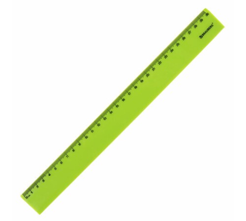 Линейка пластиковая 30 см BRAUBERG "NEON", ассорти, пакет, 210751