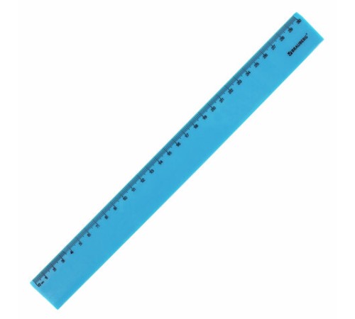 Линейка пластиковая 30 см BRAUBERG "NEON", ассорти, пакет, 210751