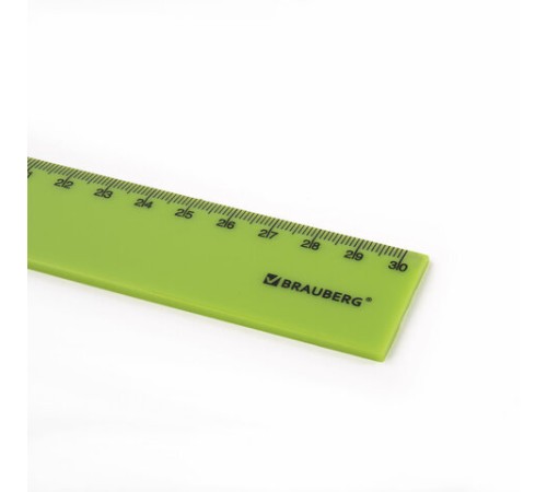 Линейка пластиковая 30 см BRAUBERG "NEON", ассорти, пакет, 210751