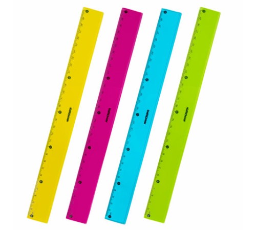 Линейка пластиковая 30 см ЮНЛАНДИЯ "Color", тонированная, ассорти, 210754