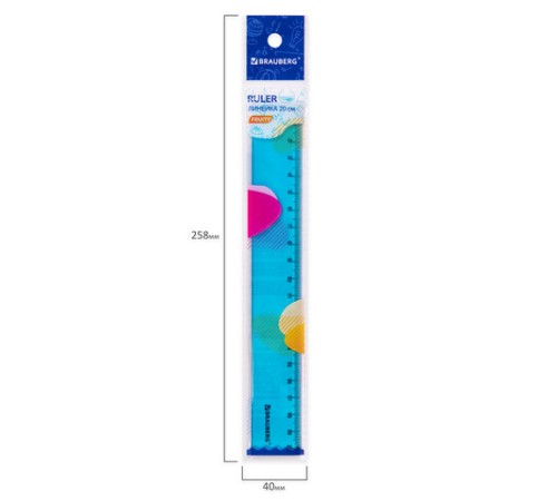 Линейка пластиковая 20 см BRAUBERG "FRUITY", тонированная, ассорти, 210766 Линейка пластиковая 20 см BRAUBERG "FRUITY", тонированная, ассорти, 210766