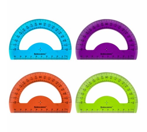 Транспортир 10 см BRAUBERG "FRUITY", 180 градусов, пластик, тонированный, ассорти, 210768 Транспортир 10 см BRAUBERG "FRUITY", 180 градусов, пластик, тонированный, ассорти, 210768