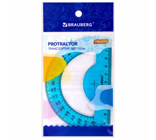 Транспортир 10 см BRAUBERG "FRUITY", 180 градусов, пластик, тонированный, ассорти, 210768 Транспортир 10 см BRAUBERG "FRUITY", 180 градусов, пластик, тонированный, ассорти, 210768