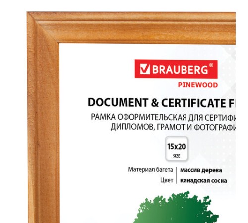 Рамка 15х20 см, дерево, багет 18 мм, BRAUBERG "HIT", канадская сосна, стекло, подставка, 390020 Рамка 15х20 см, дерево, багет 18 мм, BRAUBERG "HIT", канадская сосна, стекло, подставка, 390020