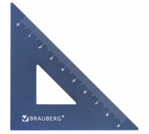 Набор чертежный металлический BRAUBERG (линейка 15 см, 2 треугольника, транспортир), 210816