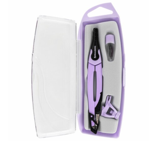 Готовальня BRAUBERG ULTRA, 4 предмета: циркуль 135 мм, запасной грифель, насадка, лавандовый цвет, 210823 Готовальня BRAUBERG ULTRA, 4 предмета: циркуль 135 мм, запасной грифель, насадка, лавандовый цвет, 210823