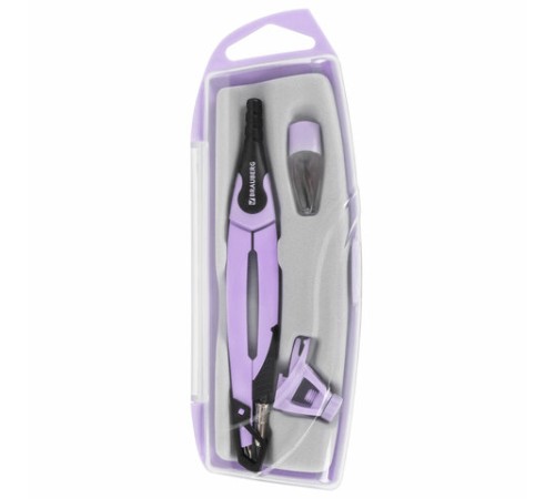Готовальня BRAUBERG ULTRA, 4 предмета: циркуль 135 мм, запасной грифель, насадка, лавандовый цвет, 210823 Готовальня BRAUBERG ULTRA, 4 предмета: циркуль 135 мм, запасной грифель, насадка, лавандовый цвет, 210823
