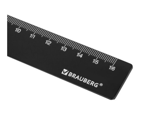 Линейка пластиковая 16 см, BRAUBERG, черная, 210828