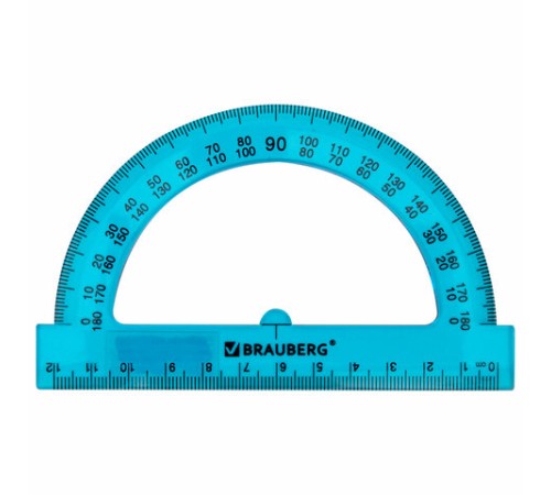 Транспортир 12 см, 180 градусов, BRAUBERG, прозрачный, неоновый, ассорти, 210849 Транспортир 12 см, 180 градусов, BRAUBERG, прозрачный, неоновый, ассорти, 210849